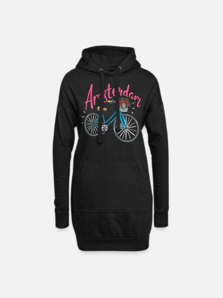 Amsterdam Niederlande - Hoodie-Kleid - Schwarz