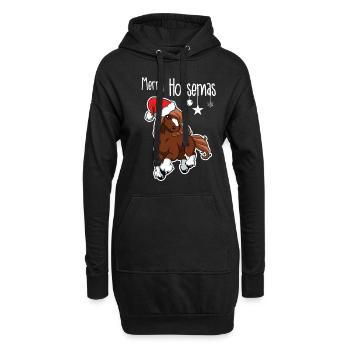 Joyeux Noël Santa Horse poney vacances Art mignon - Sweat-shirt à capuche long Femme - noir - Devant