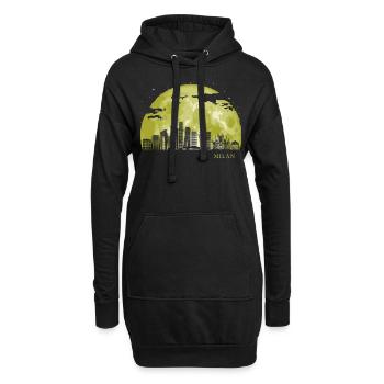 MILAN Moon Light Nuit Etoiles Skyline - Sweat-shirt à capuche long Femme - noir - Devant