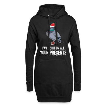 Frohe Weihnachten Santa Pigeon Pet Bird Holiday Art - Hoodie-Kleid - Schwarz - Vorne