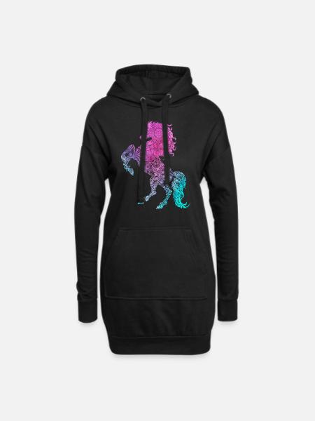 Wildpferd Mandala Pferde Traumfänger - Hoodie-Kleid - Schwarz