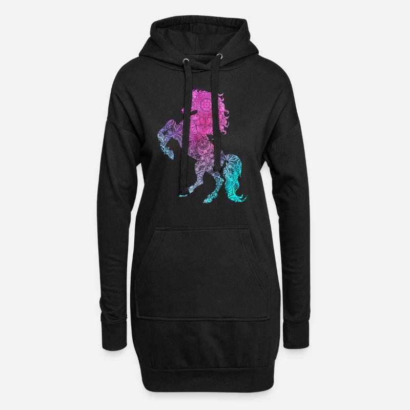 Wildpferd Mandala Pferde Traumfänger - Hoodie-Kleid - Schwarz