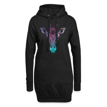 Giraffe vintage Mandala Zeichnung - Hoodie-Kleid - Schwarz - Vorne