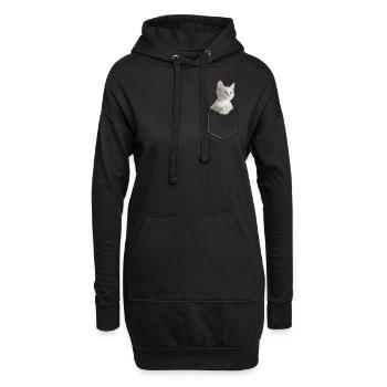 Chat dans la poche. Doux chaton - Sweat-shirt à capuche long Femme - noir - Devant