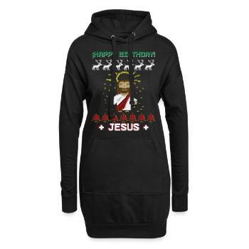 Joyeux anniversaire jesus noel - Sweat-shirt à capuche long Femme - noir - Devant