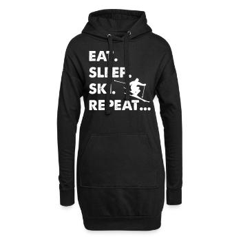Eat Sleep Ski Repeat Skifahrer Skilehrer Geschenk - Hoodie-Kleid - Schwarz - Vorne