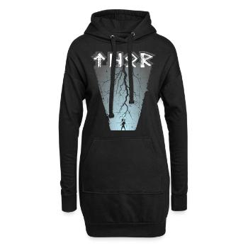 Donnergott Thor Altnordische Runenschrift - Hoodie-Kleid - Schwarz - Vorne