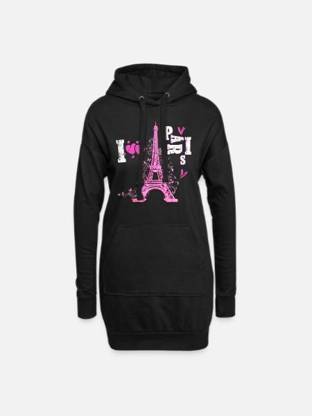 Paris Eiffelturm - Hoodie-Kleid - Schwarz