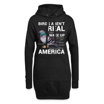 Pigeons De Conspiration Drôle - Sweat-shirt à capuche long Femme - noir - Devant