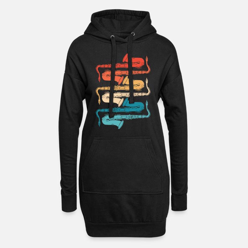 Saxophon - Hoodie-Kleid - Schwarz