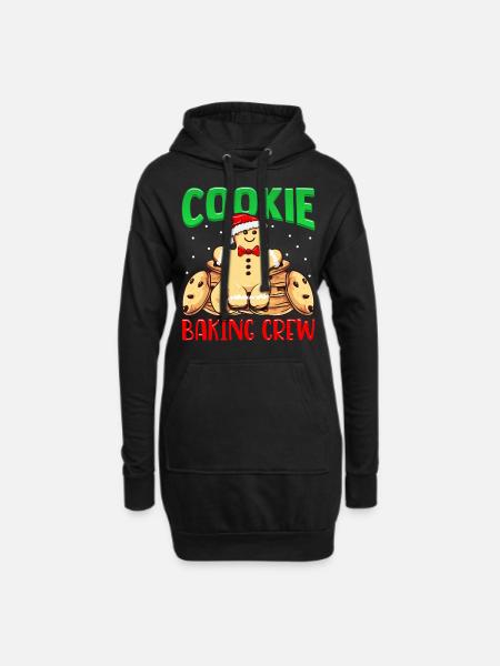 Cookie Baking Team Gingerbread Man Koekjes bakken - Hoodiejurk - zwart
