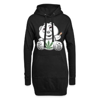 Teddy Bär Kiffer Bärchen Kiffen Gras Weed - Hoodie-Kleid - Schwarz - Vorne