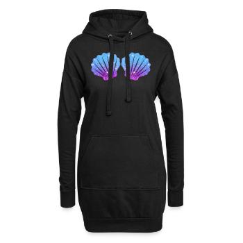 coquillage sirène - Sweat-shirt à capuche long Femme - noir - Devant