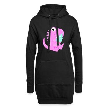 Pink Dino Dinosaurier Eiskrem Eis Kinder Kids - Hoodie-Kleid - Schwarz - Vorne