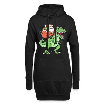 Le père Noël monte les dinosaures de Noël - Sweat-shirt à capuche long Femme - noir - Devant