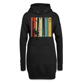 Fischen - Hoodie-Kleid - Schwarz - Vorne