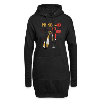 Prosecco de Noël Ho Ho Ho - Sweat-shirt à capuche long Femme - noir - Devant