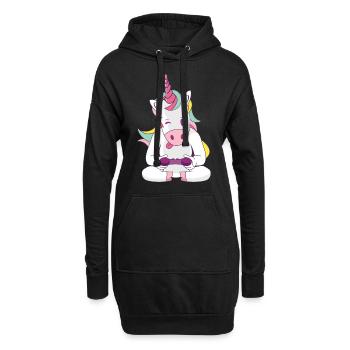 jouer aux jeux arc en ciel licorne licorne - Sweat-shirt à capuche long Femme - noir - Devant