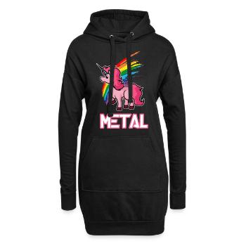 Metal Einhorn - Hoodie-Kleid - Schwarz - Vorne