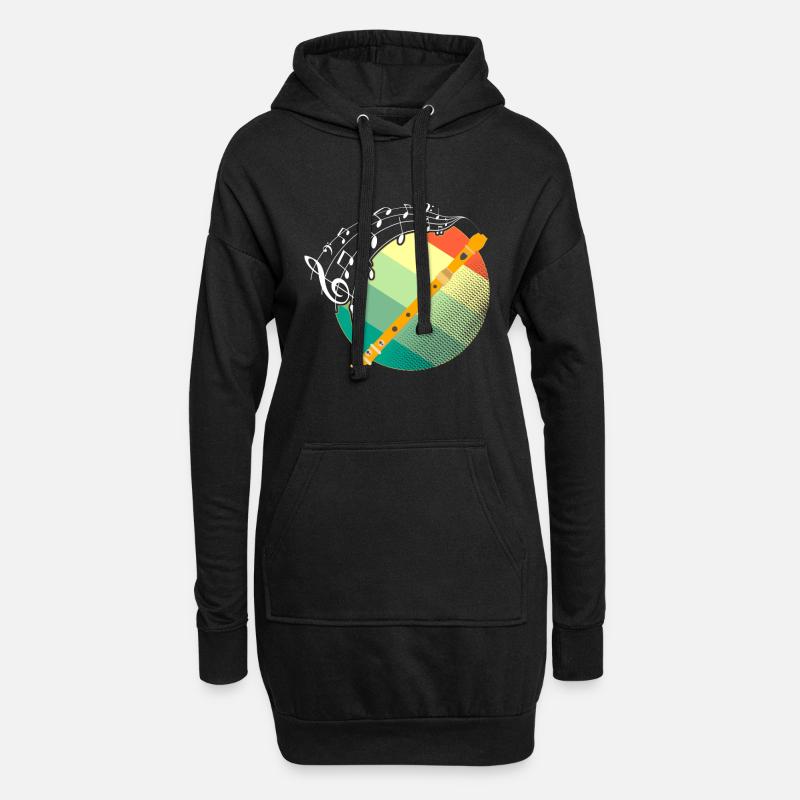 Querflöte - Hoodie-Kleid - Schwarz