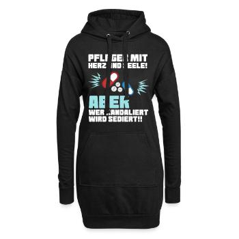 Pflege mit Herz - Altenpfleger Krankenpfleger - Hoodie-Kleid - Schwarz - Vorne