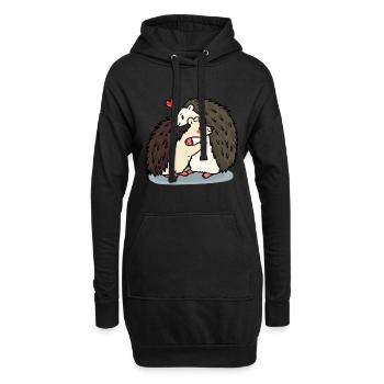 Câlin d'amour de hérisson - Sweat-shirt à capuche long Femme - noir - Devant