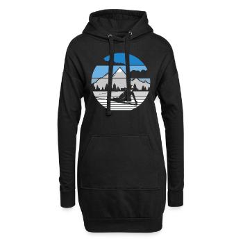 Ski Alpin Winter Berge Skifahren - Hoodie-Kleid - Schwarz - Vorne