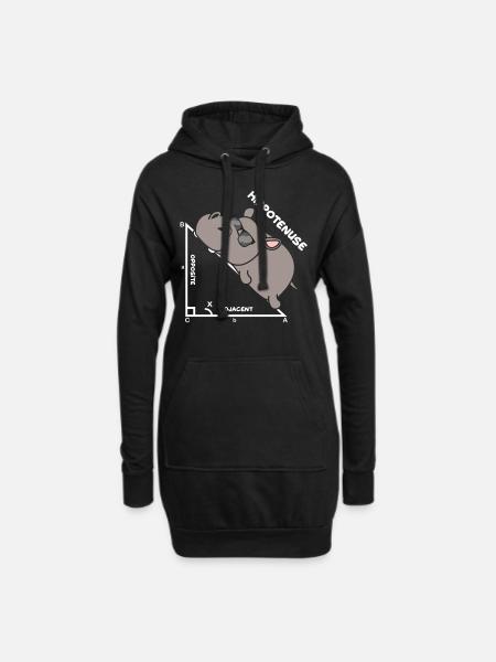 Hypotenuse Hippo Nilpferd Mathe Geometrie - Hoodie-Kleid - Schwarz