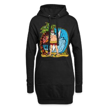 Surfer Weihnachtsmann Weihnachten Urlaub Geschenk - Hoodie-Kleid - Schwarz - Vorne