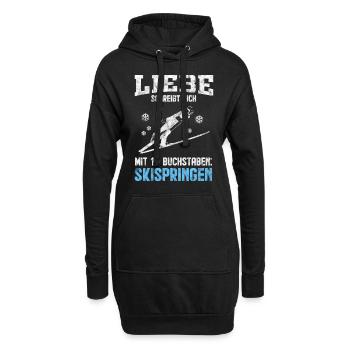 Skispringen Leidenschaft & Liebe - Hoodie-Kleid - Schwarz - Vorne