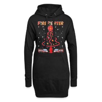 Fire Hose Christmas Pine Tree Firefighter Gifts - Hoodie-Kleid - Schwarz - Vorne