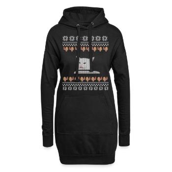 Katze Meme - Hoodie-Kleid - Schwarz - Vorne