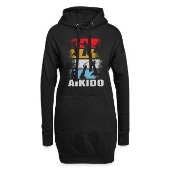 Aïkido rétro - Sweat-shirt à capuche long Femme - noir - Devant