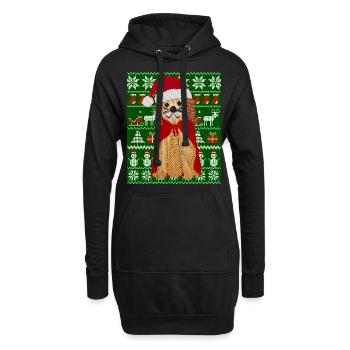 Chien tricoté comme père Noël Ugly Christmas - Sweat-shirt à capuche long Femme - noir - Devant