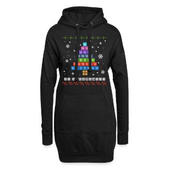Chemistree, arbre de Noël à partir du tableau périodique - Sweat-shirt à capuche long Femme - noir - Devant