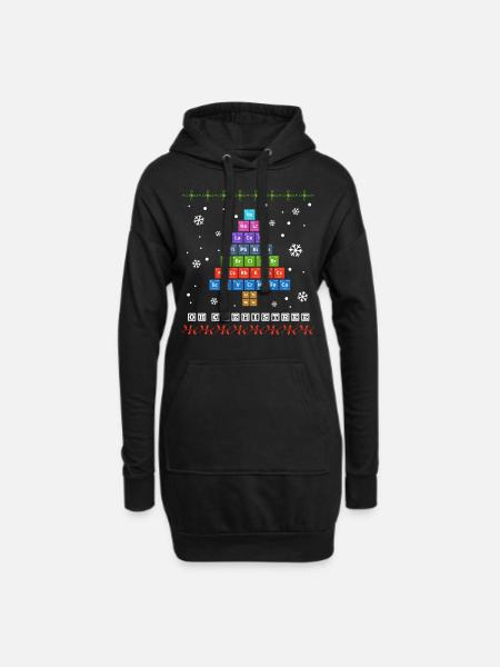 Chemistree, Weihnachtsbaum aus Periodensystem - Hoodie-Kleid - Schwarz