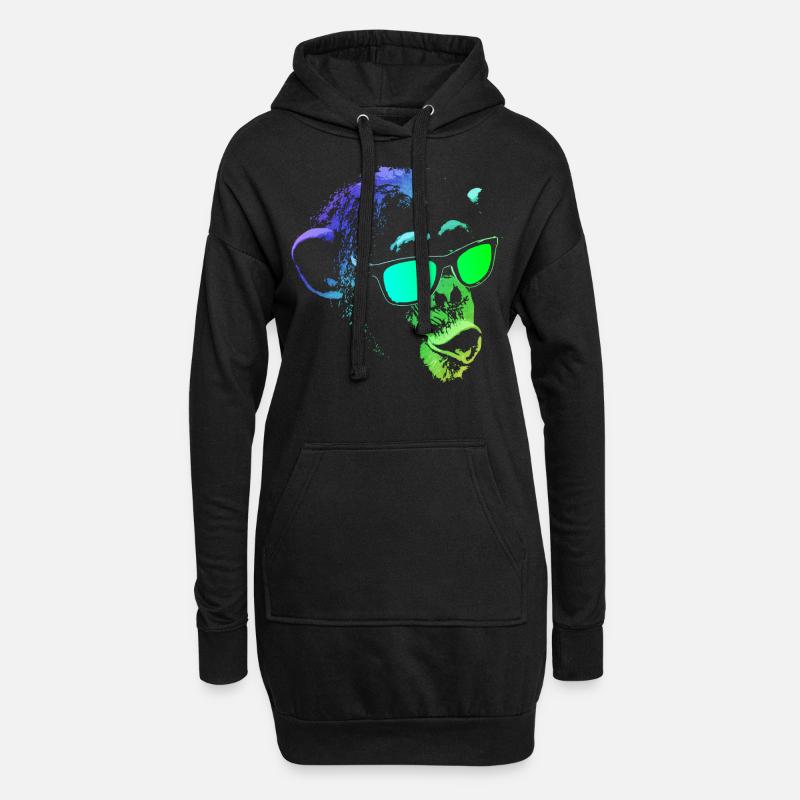 Kühler Affe - Hoodie-Kleid - Schwarz