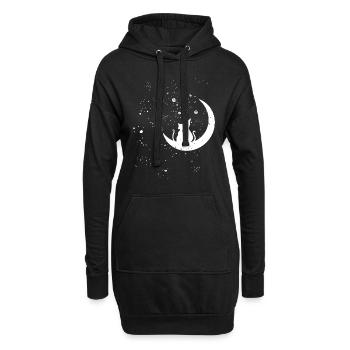 Chats Amour - Sweat-shirt à capuche long Femme - noir - Devant