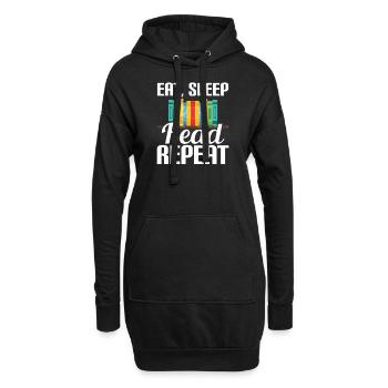Manger, dormir, lire le livre de lecture répétée - Sweat-shirt à capuche long Femme - noir - Devant