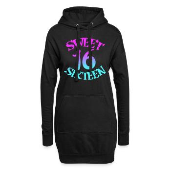 16. Geburtstag - Hoodie-Kleid - Schwarz - Vorne