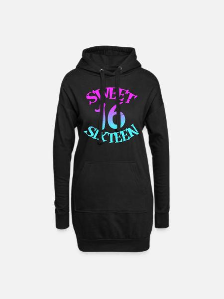 16. Geburtstag - Hoodie-Kleid - Schwarz