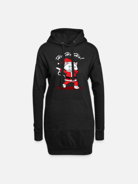 Ho Ho Ho Dabbing Cat Santa Claus Dab Katze - Hoodie-Kleid - Schwarz