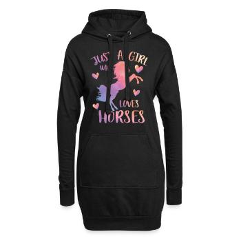 Nur ein Mädchen, das Pferde liebt - Hoodie-Kleid - Schwarz - Vorne