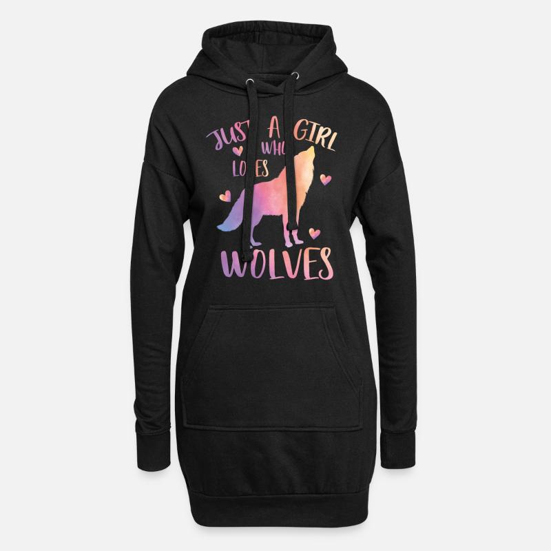 Nur ein Mädchen, das Wölfe liebt - Hoodie-Kleid - Schwarz