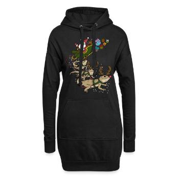 Bartagame Weihnachten - Hoodie-Kleid - Schwarz - Vorne