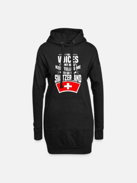 Schweiz - Hoodie-Kleid - Schwarz
