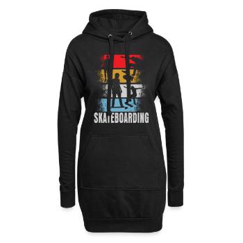 Skateboard Skate Retro Geschenk - Hoodie-Kleid - Schwarz - Vorne