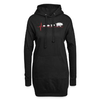 Cochon amour animal - Sweat-shirt à capuche long Femme - noir - Devant