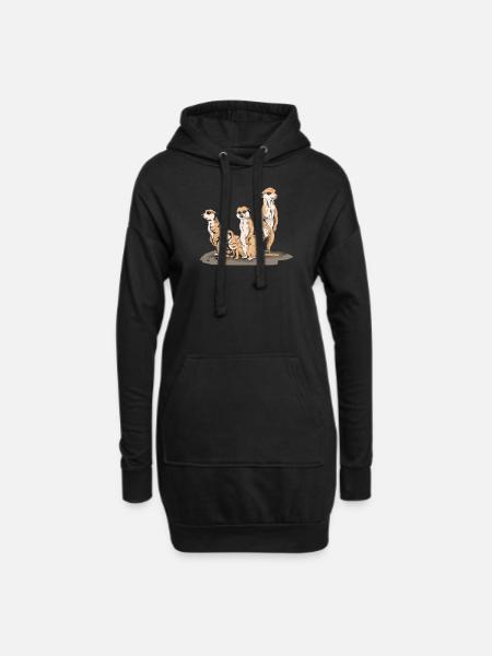 Erdmännchen - Hoodie-Kleid - Schwarz