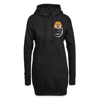 Zwergspitz in Brusttasche - Hoodie-Kleid - Schwarz - Vorne
